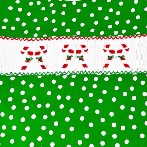 NWT Silly Goose Hand Smocked Jumper Dress Candy Cane - Picture 6 of 7